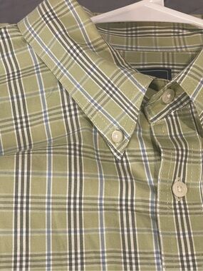 DOCKERS XXL Mens Long Sleeve Button Down Shirt Green Khaki Plaid